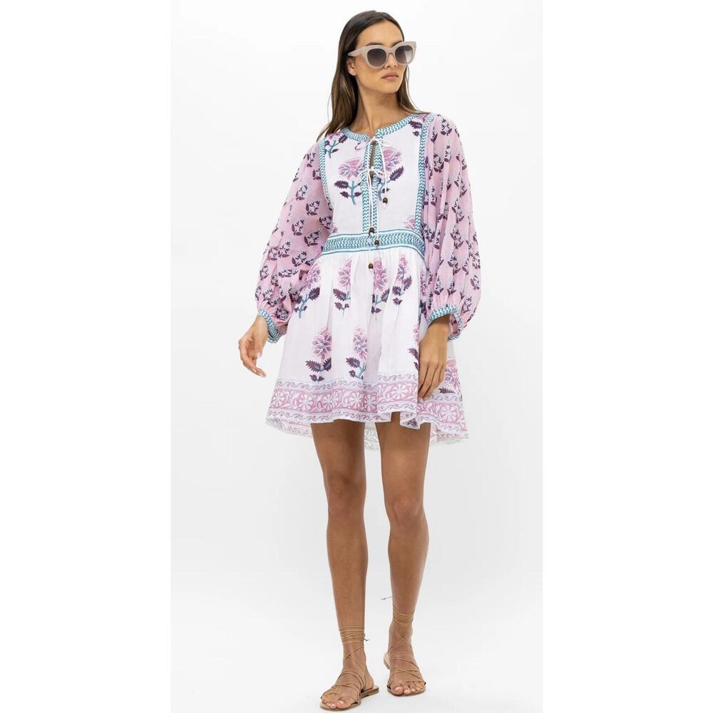 Oliphant Pink and White Floral Mini Dress